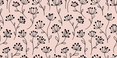 zwart en pastel bloemen patroon, achtergrond met hand- getrokken vector bloem doodles