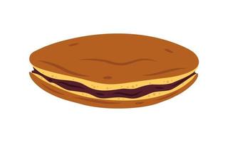 vector Japans dorayaki pannenkoek met bruin azuki Boon Plakken. Japans traditioneel nagerecht. Aziatisch voedsel.