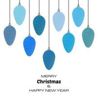 vrolijk Kerstmis en gelukkig nieuw jaar achtergrond met blauw Kerstmis ballen. vector achtergrond voor uw groet kaarten, uitnodigingen, feestelijk affiches.