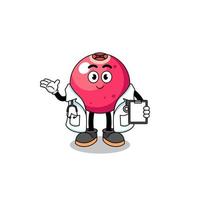 tekenfilm mascotte van veenbes dokter vector