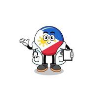 tekenfilm mascotte van Filippijnen vlag dokter vector