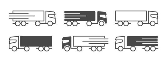 levering pictogrammen. levering vrachtauto pictogrammen bewerkbaar. levering onderhoud pictogrammen. vector illustratie