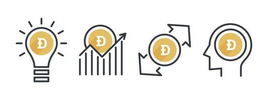 dogecoin icoon set. cryptogeld pictogrammen concept. terugkeer geld. bedrijf en financiën bewerkbare pictogrammen. vector illustratie