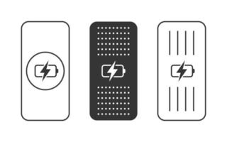 draadloze oplader. draadloze opladen pictogrammen. telefoon in rekening brengen gemakkelijk tekens. vector afbeeldingen