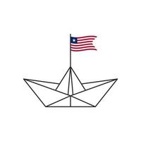 papier boot icoon. een boot met de vlag van Liberia. vector illustratie