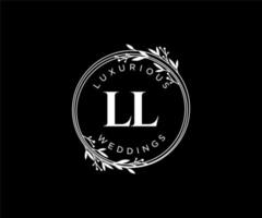 ll initialen brief bruiloft monogram logos sjabloon, hand- getrokken modern minimalistisch en bloemen Sjablonen voor uitnodiging kaarten, opslaan de datum, elegant identiteit. vector