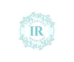 ir initialen brief bruiloft monogram logos sjabloon, hand- getrokken modern minimalistisch en bloemen Sjablonen voor uitnodiging kaarten, opslaan de datum, elegant identiteit. vector