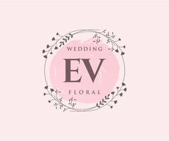 ev initialen brief bruiloft monogram logos sjabloon, hand- getrokken modern minimalistisch en bloemen Sjablonen voor uitnodiging kaarten, opslaan de datum, elegant identiteit. vector