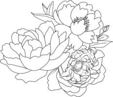 gemakkelijk bloemen vector patroon in pioen bloemen schetsen stijl.