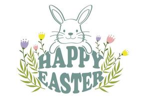 gelukkig Pasen vector kleurrijk symbool logo met een cartoonesk Pasen konijn geïsoleerd Aan een wit achtergrond.