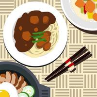 jjajangmyeon vlak stijl illustratie vector ontwerp