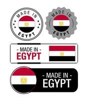 reeks van gemaakt in Egypte etiketten, logo, Egypte vlag, Egypte Product embleem vector