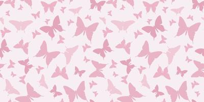 vlinder silhouet naadloos vector patroon achtergrond, roze