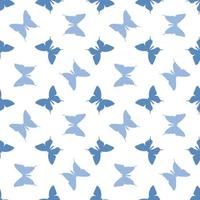blauw naadloos herhaling patroon met vlinders vector