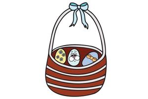 afgebeeld zijn eieren met gezichten in een mand, woordspeling voorgenomen kerstmis, nieuw jaar, kaarten, kleding stof afdrukken, boeken, enz. vector