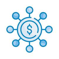 crowdfunding vector stijl illustratie. bedrijf en financiën blauw kleur icoon.