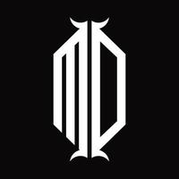 md logo monogram met toeter vorm ontwerp sjabloon vector