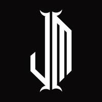 jm logo monogram met toeter vorm ontwerp sjabloon vector