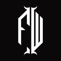 fw logo monogram met toeter vorm ontwerp sjabloon vector
