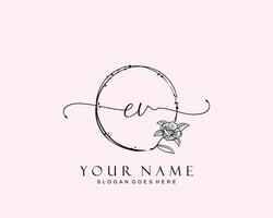 eerste ev schoonheid monogram en elegant logo ontwerp, handschrift logo van eerste handtekening, bruiloft, mode, bloemen en botanisch met creatief sjabloon. vector