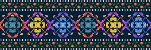 ikat etnisch naadloos patroon decoratie ontwerp. aztec kleding stof tapijt boho mandala's textiel behang. tribal inheems motief ornamenten Afrikaanse Amerikaans volk traditioneel borduurwerk vector