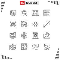 16 creatief pictogrammen modern tekens en symbolen van Kerstmis meubilair kaneel picknick voertuigen bewerkbare vector ontwerp elementen