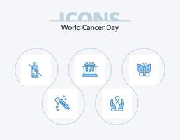 wereld kanker dag blauw icoon pak 5 icoon ontwerp. vrijheid. wetenschap. alcohol. chemie. laboratorium vector