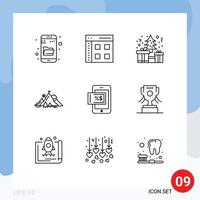 9 gebruiker koppel schets pak van modern tekens en symbolen van succes missie web vlag Cadeau bewerkbare vector ontwerp elementen