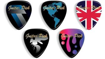 reeks van gitaar picks of plectrums. Op maat ontwerp. vector