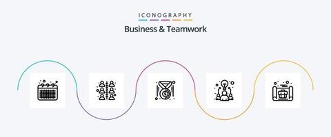bedrijf en samenspel lijn 5 icoon pak inclusief bedrijf. team. werk. idee. geld vector