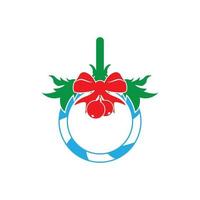 Kerstmis klokken en ornamenten icoon logo, vector ontwerp