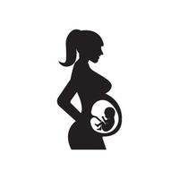 zwanger moeder en foetus icoon logo, vector ontwerp