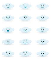 vector illustratie van een wolk met verschillend emoties Aan de gezicht