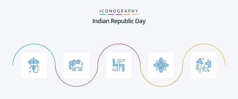 Indisch republiek dag blauw 5 icoon pak inclusief vieren. Hindoe. Indisch. divali. versieren vector