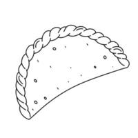 gebakken empanadas in hand- getrokken tekening stijl. traditioneel Colombiaanse voedsel. Latijns Amerikaans voedsel vector illustratie.