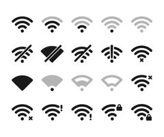 draadloze icoon set. Nee Wifi. verschillend niveaus van Wifi signaal icoon. verzameling van draadloze en Wifi pictogrammen sjabloon vector