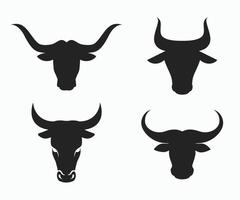 reeks van stier hoofd, buffel hoofd, koe hoofd silhouet icoon vector