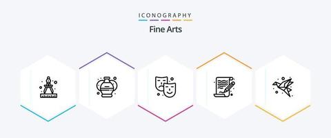 prima kunsten 25 lijn icoon pak inclusief gevouwen. kunst. kunst. het dossier. kunsten vector