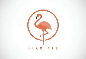 flamingo vogel in een cirkel. flamingo vogel logo ontwerp sjabloon vector illustratie