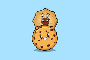 schattig koekjes tekenfilm karakter schuilplaats in biscuits vector