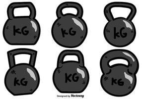 Vector Cartoon Kettle Bell Icon Set Op Witte Achtergrond