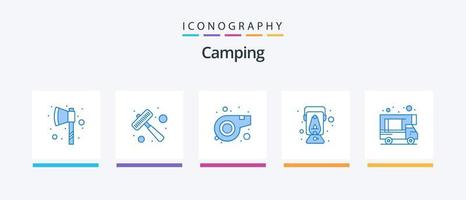 camping blauw 5 icoon pak inclusief . caravan. sport. camping. olie. creatief pictogrammen ontwerp vector