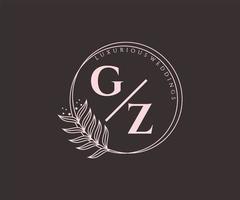 gz initialen brief bruiloft monogram logos sjabloon, hand- getrokken modern minimalistisch en bloemen Sjablonen voor uitnodiging kaarten, opslaan de datum, elegant identiteit. vector