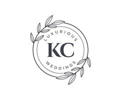 kc initialen brief bruiloft monogram logos sjabloon, hand- getrokken modern minimalistisch en bloemen Sjablonen voor uitnodiging kaarten, opslaan de datum, elegant identiteit. vector