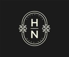 hn initialen brief bruiloft monogram logos sjabloon, hand- getrokken modern minimalistisch en bloemen Sjablonen voor uitnodiging kaarten, opslaan de datum, elegant identiteit. vector