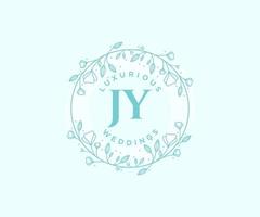 jy initialen brief bruiloft monogram logos sjabloon, hand- getrokken modern minimalistisch en bloemen Sjablonen voor uitnodiging kaarten, opslaan de datum, elegant identiteit. vector