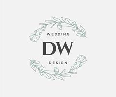 dw initialen brief bruiloft monogram logos verzameling, hand- getrokken modern minimalistisch en bloemen Sjablonen voor uitnodiging kaarten, opslaan de datum, elegant identiteit voor restaurant, boetiek, cafe in vector