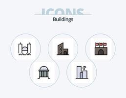 gebouwen lijn gevulde icoon pak 5 icoon ontwerp. kolommen. acropolis. redden. rivier. historisch vector