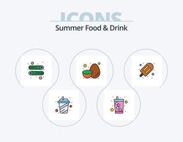 zomer voedsel en drinken lijn gevulde icoon pak 5 icoon ontwerp. gezond. fruit. fruit. zoet. lolly vector