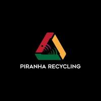 piranha recycling logo ontwerpen, recycle logo inspiratie, sterk en knap logo vector